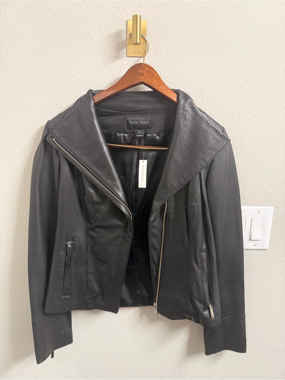 White House Black Market Black Leather Moto Jacket